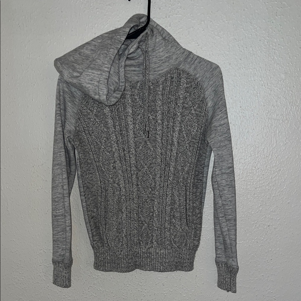 Garage Heather Grey knit hoodie with pocket